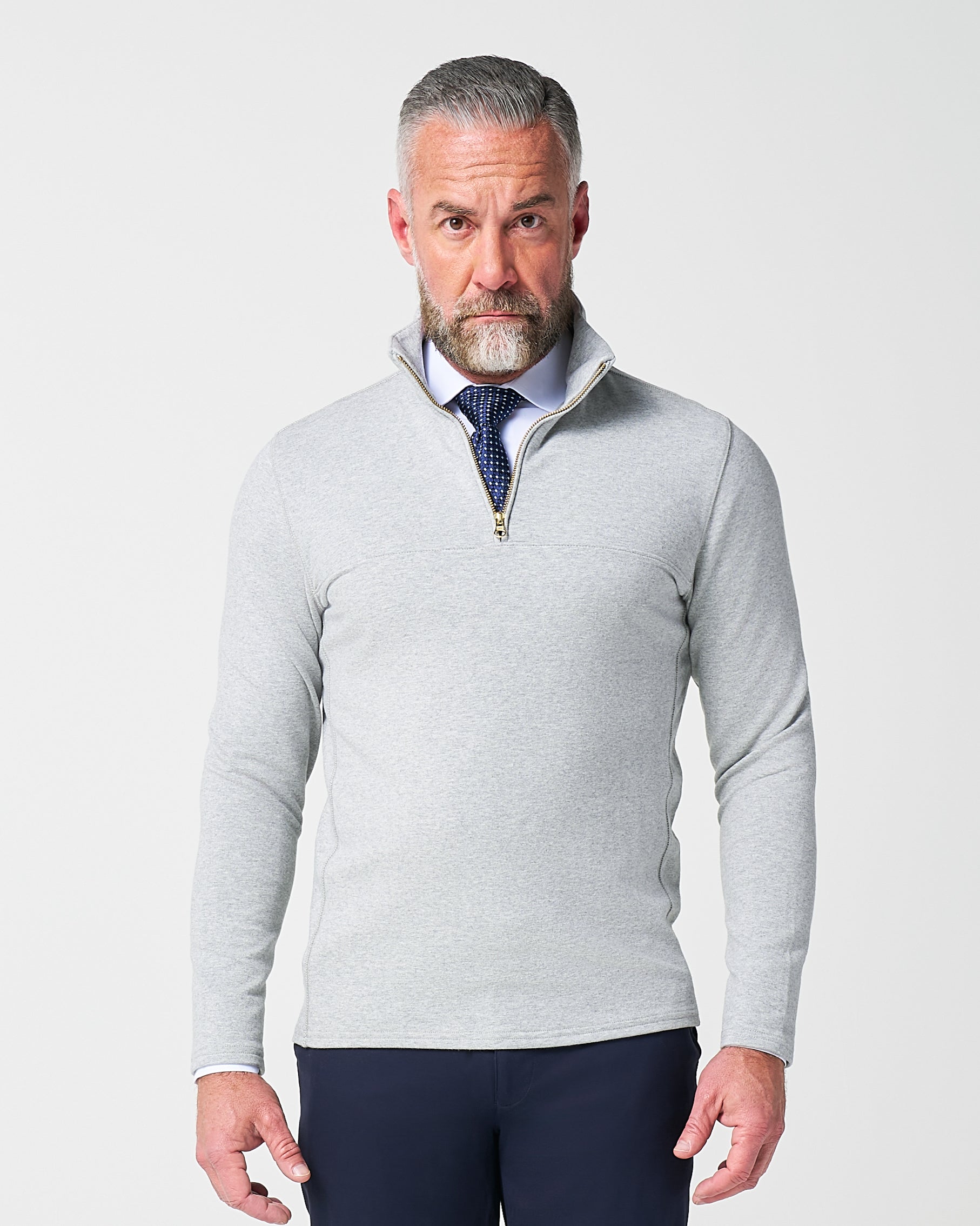 Quarter Zip - Heathered Grey | State & Liberty Tops