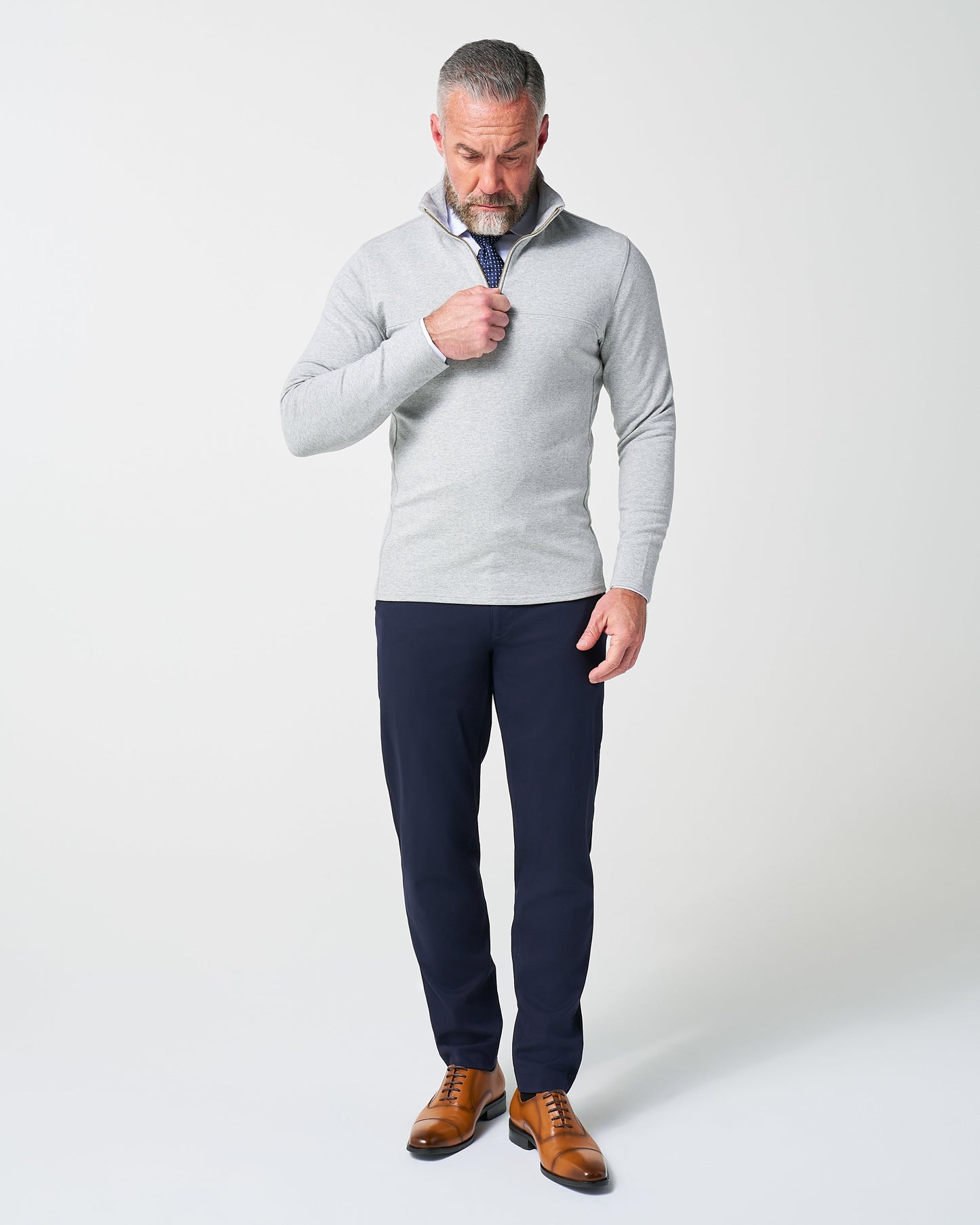 Quarter Zip - Heathered Grey | State & Liberty Tops