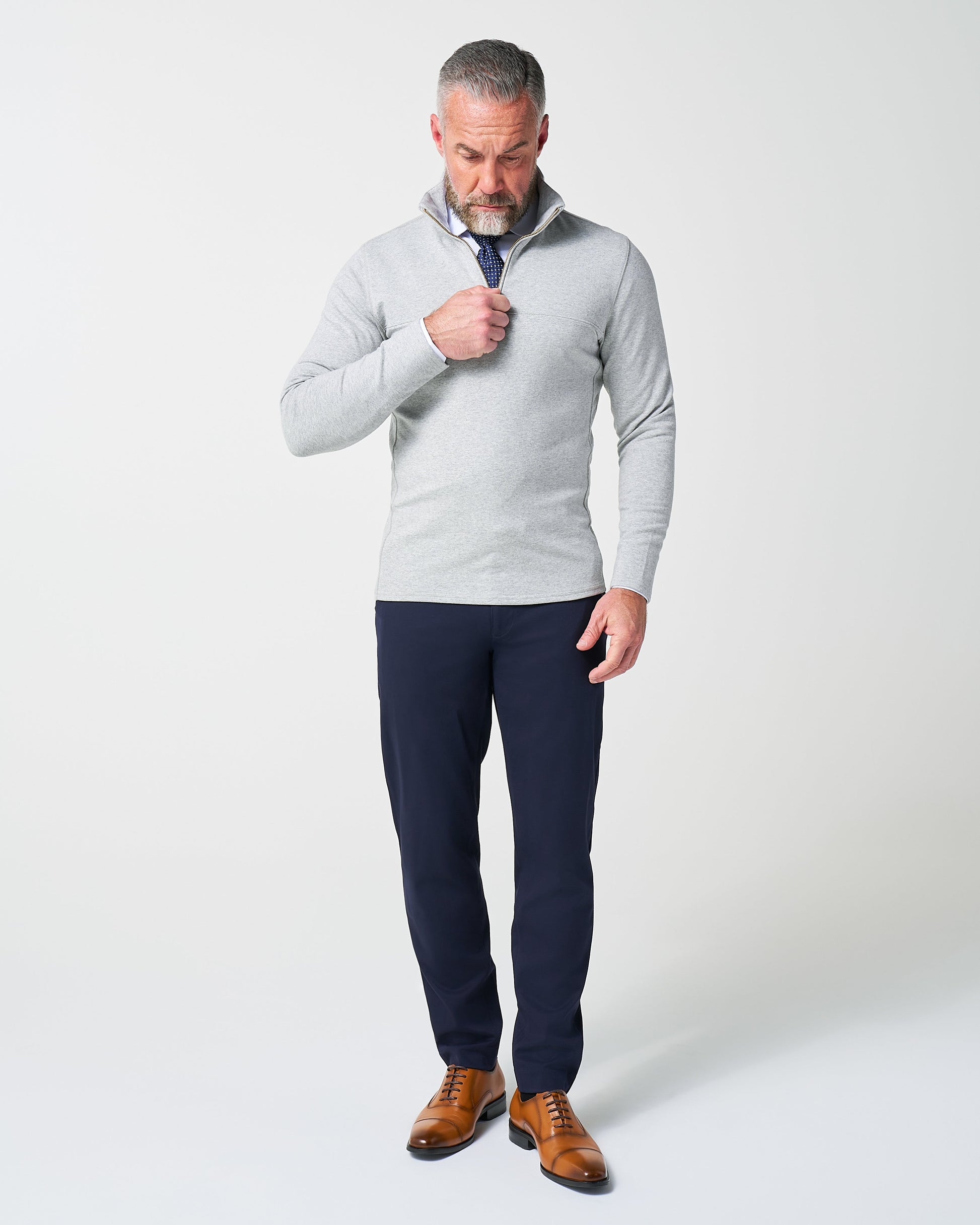 Quarter Zip - Heathered Grey | State & Liberty Tops