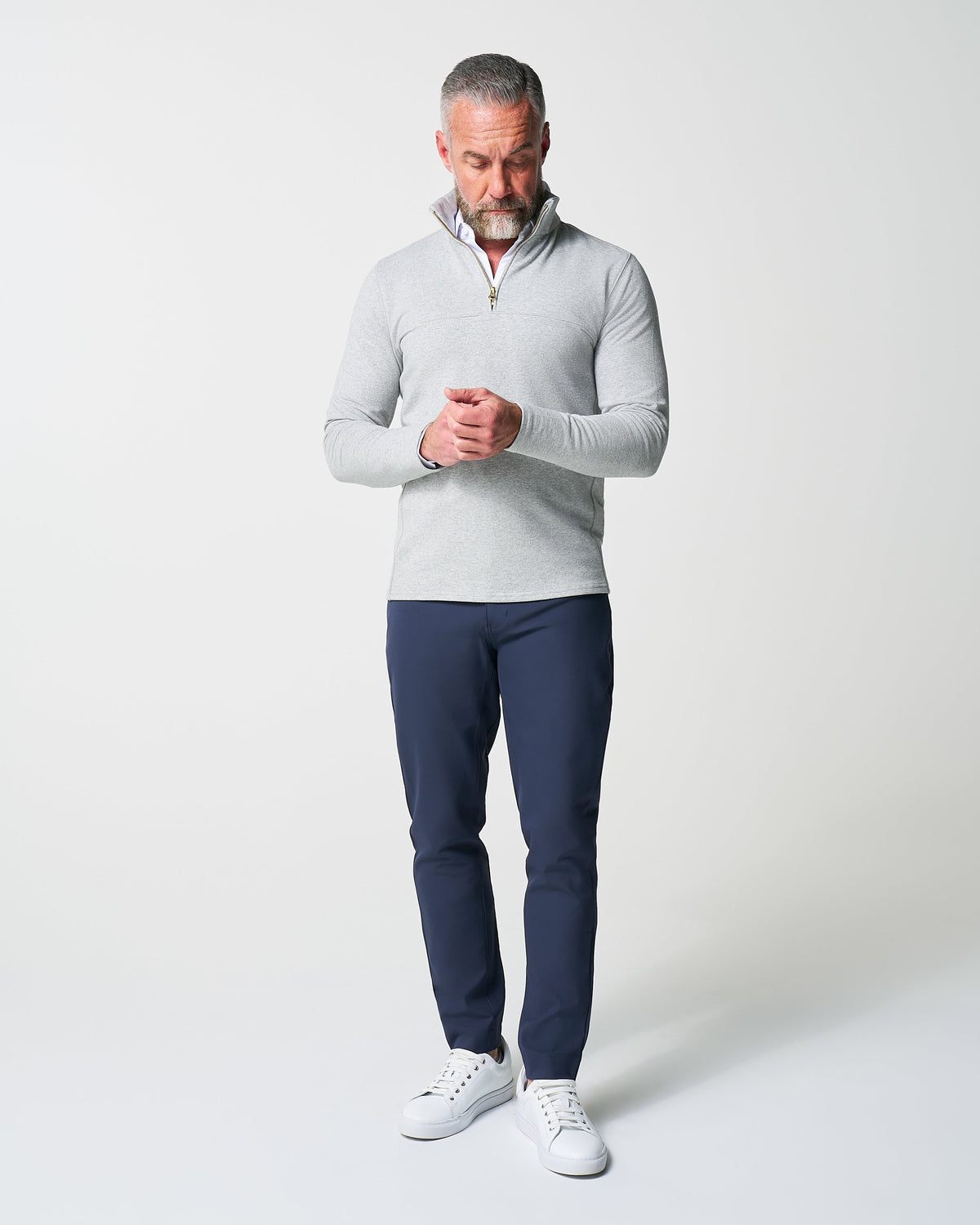 Quarter Zip - Heathered Grey | State & Liberty Tops