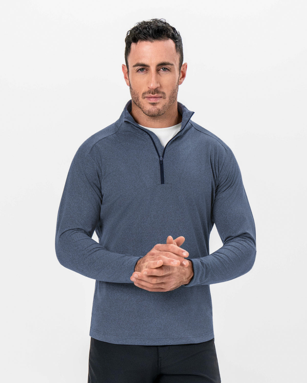 Brushed Quarter Zip - Heathered Navy | State & Liberty Tops