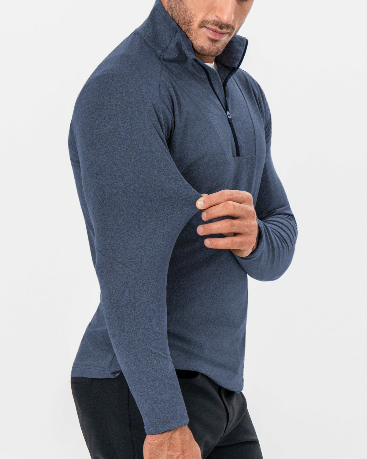 Brushed Quarter Zip - Heathered Navy | State & Liberty Tops