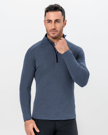 Brushed Quarter Zip - Heathered Navy | State & Liberty Tops