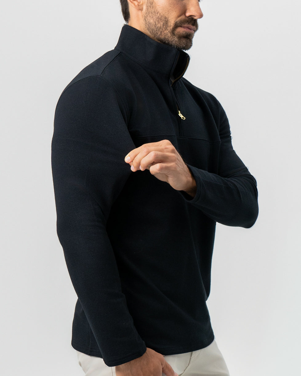 Quarter Zip - Solid Black | State & Liberty Tops