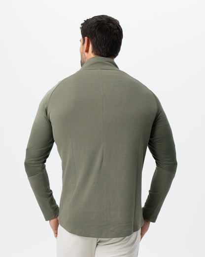 Waffle Knit Quarter Zip - Solid Olive | State & Liberty Tops