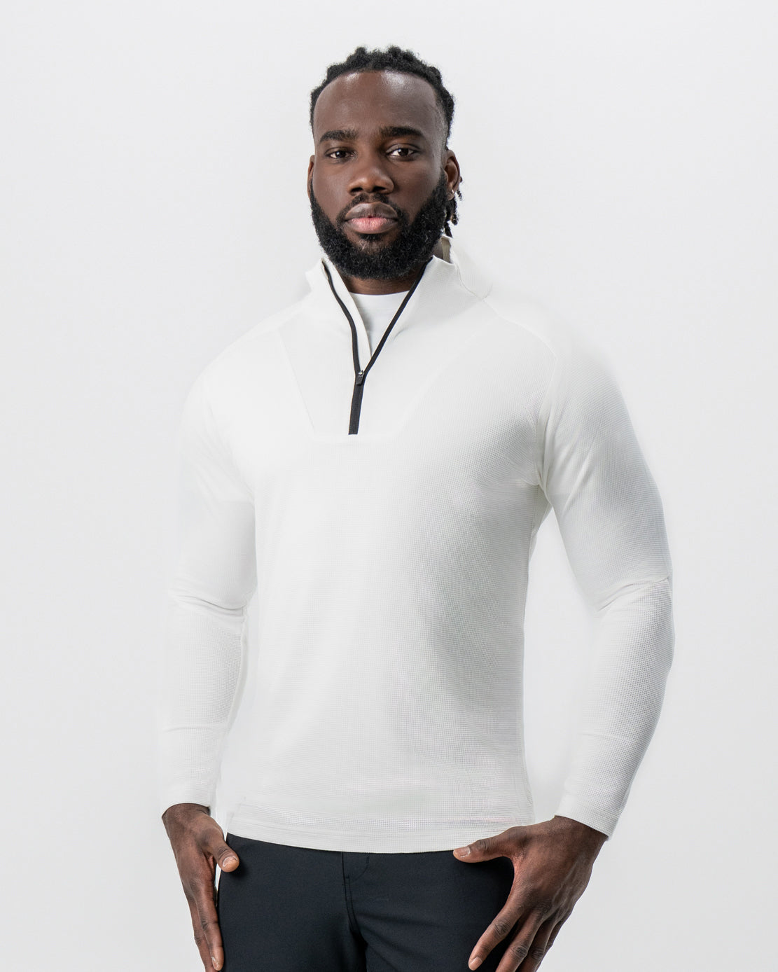 Waffle Knit Quarter Zip - Solid Cream | State & Liberty Tops
