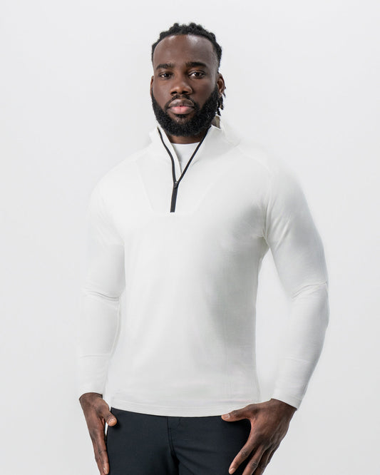 Waffle Knit Quarter Zip - Solid Cream | State & Liberty Tops