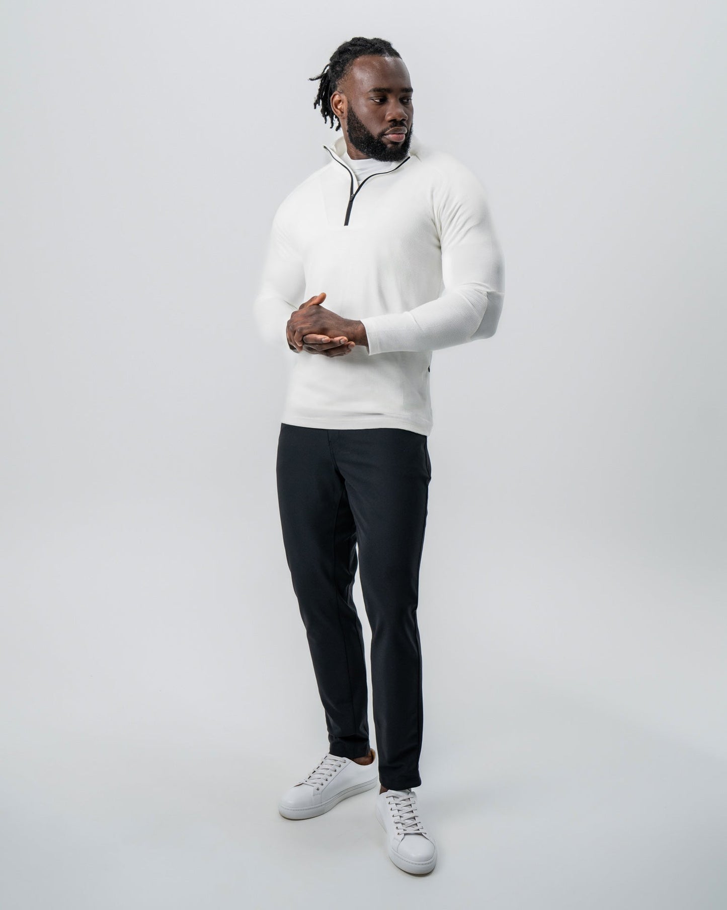 Waffle Knit Quarter Zip - Solid Cream | State & Liberty Tops