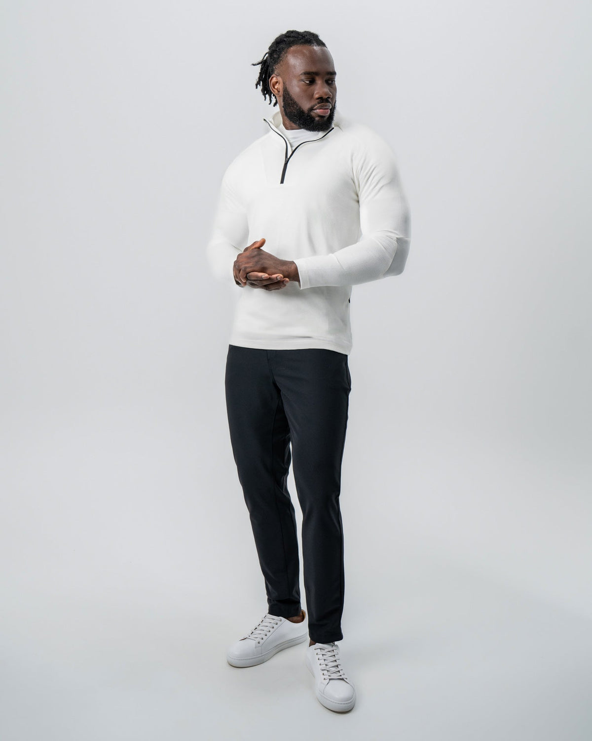 Waffle Knit Quarter Zip - Solid Cream | State & Liberty Tops