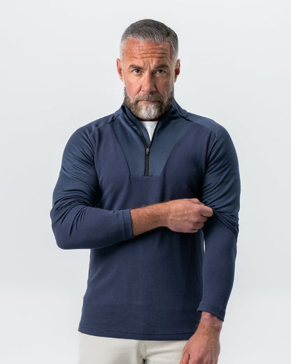 Waffle Knit Quarter Zip - Navy | State & Liberty Tops