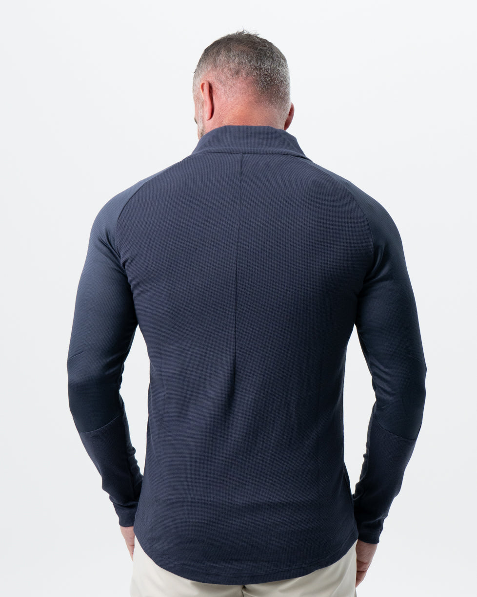 Waffle Knit Quarter Zip - Navy | State & Liberty Tops