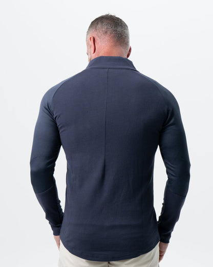 Waffle Knit Quarter Zip - Navy | State & Liberty Tops
