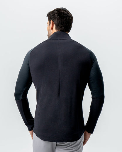 Waffle Knit Quarter Zip - Solid Black | State & Liberty Tops