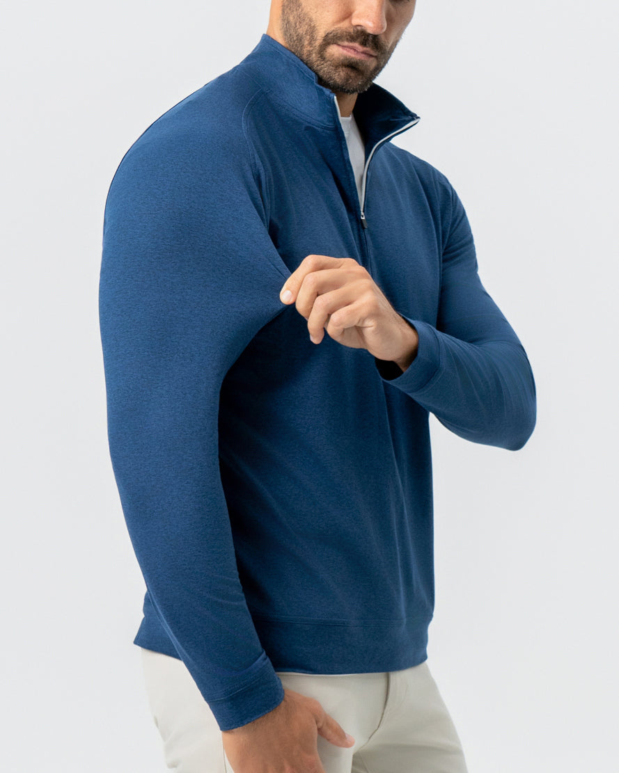 Tech Quarter Zip - Heathered Navy | State & Liberty Tops