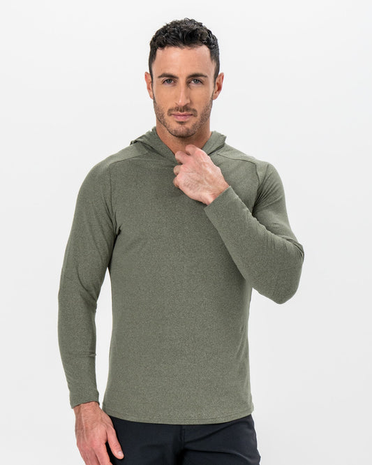 Brushed Hoodie - Heathered Olive | State & Liberty Tops