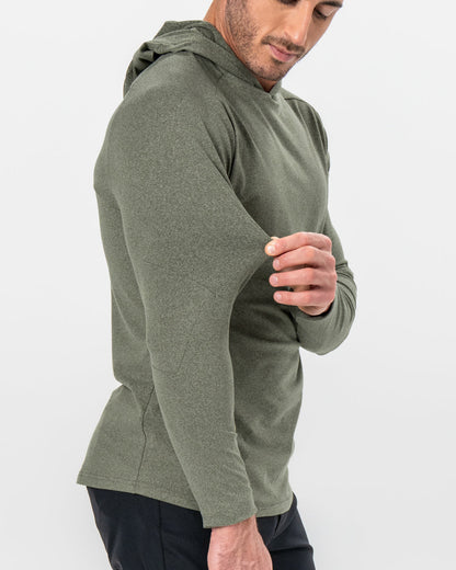 Brushed Hoodie - Heathered Olive | State & Liberty Tops
