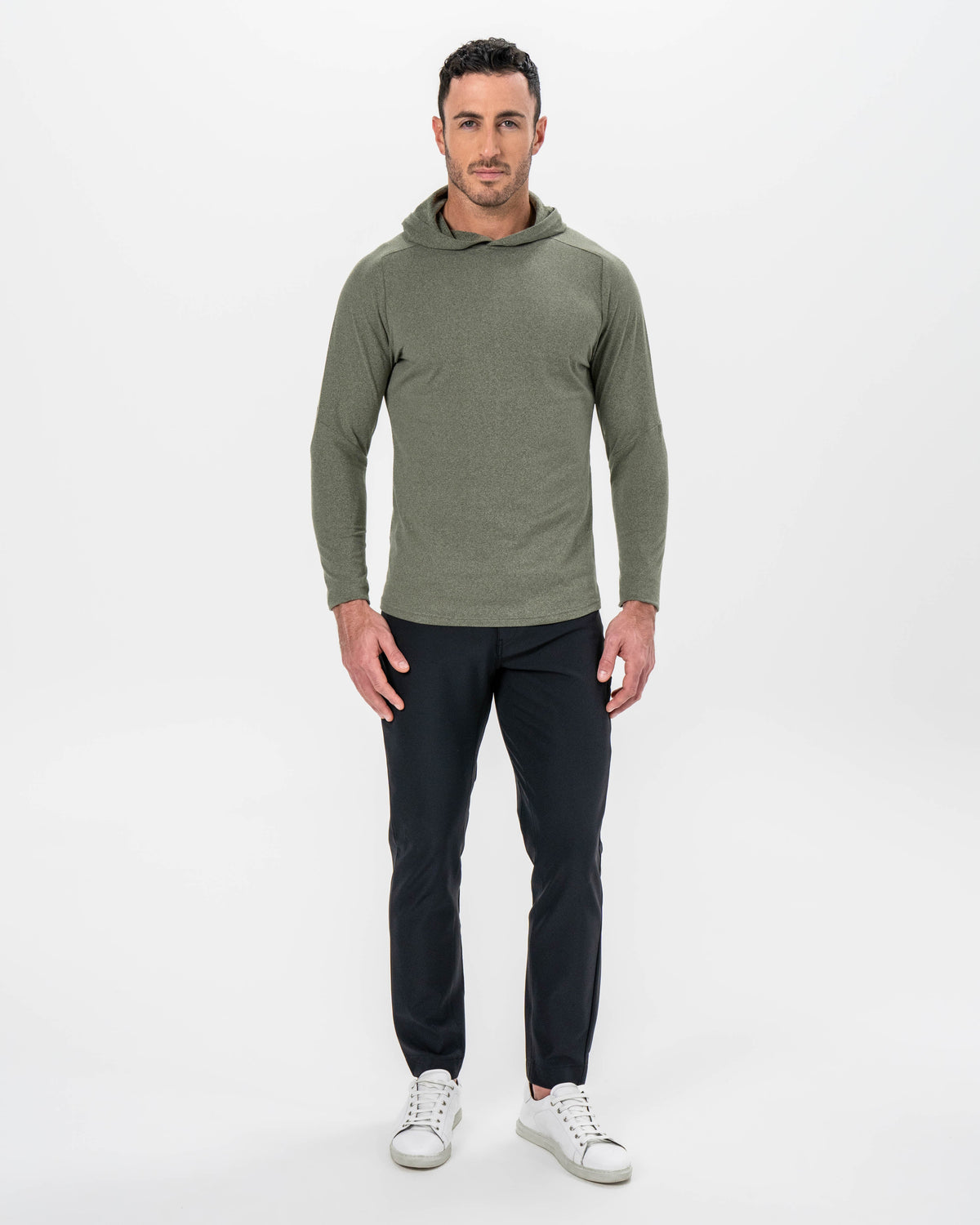 Brushed Hoodie - Heathered Olive | State & Liberty Tops