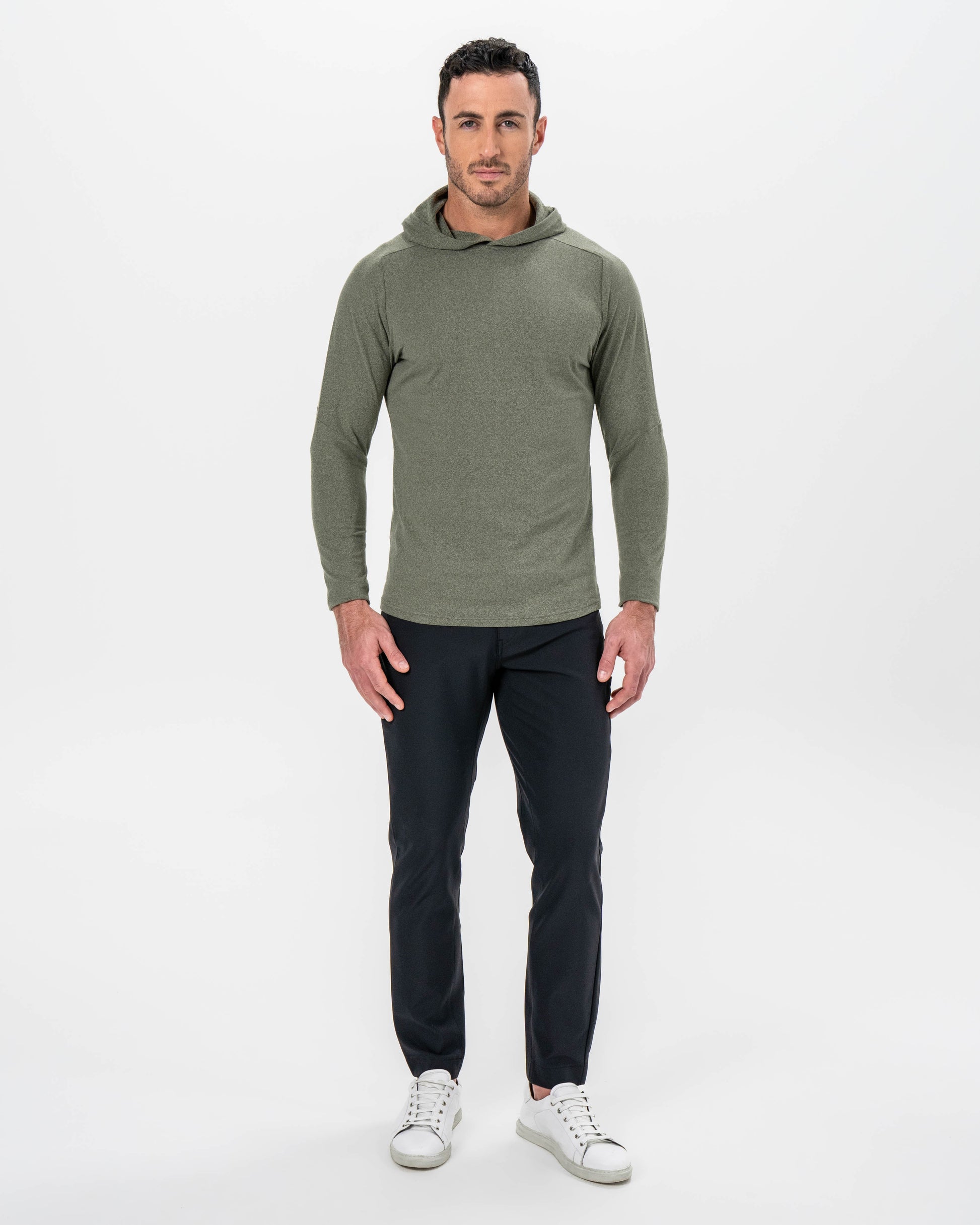 Brushed Hoodie - Heathered Olive | State & Liberty Tops