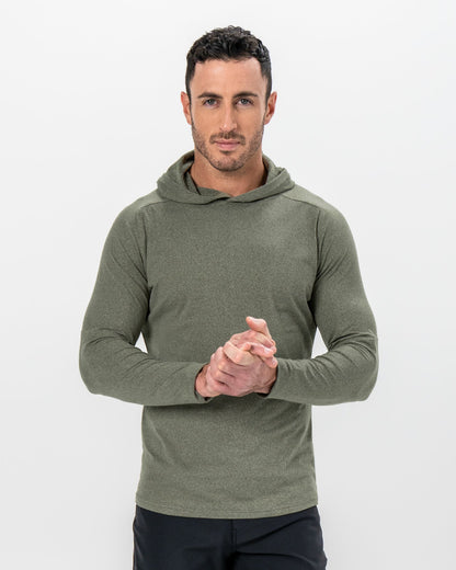 Brushed Hoodie - Heathered Olive | State & Liberty Tops