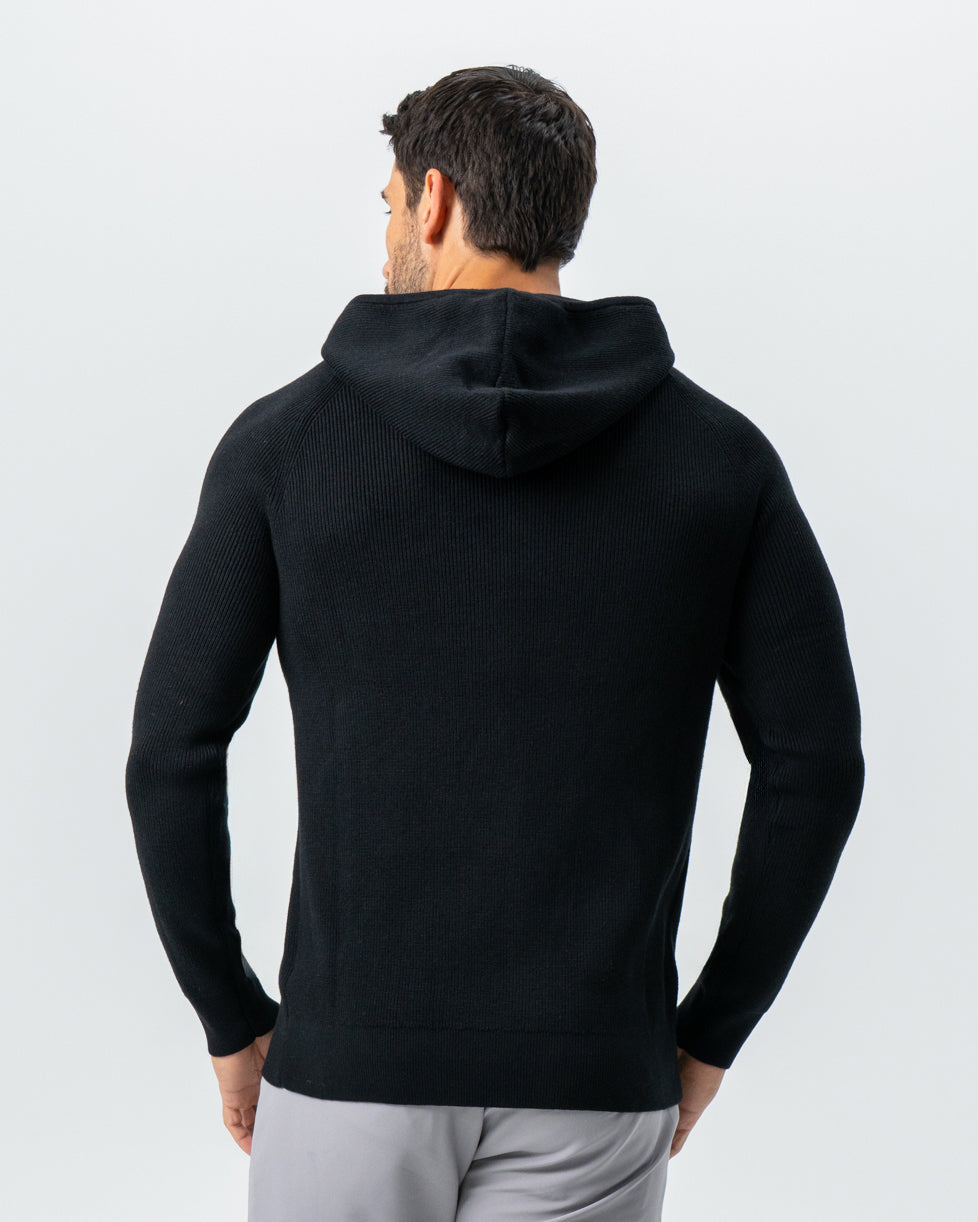 Heavy Knit Hoodie - Black | State & Liberty Tops