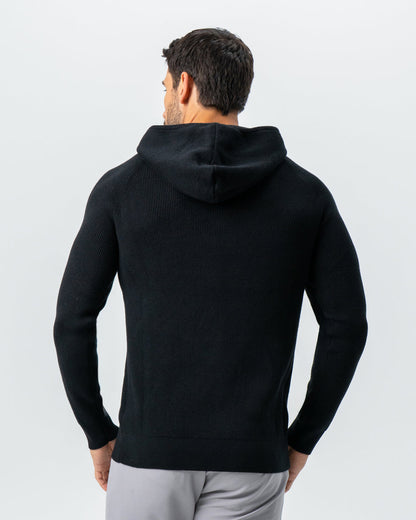 Heavy Knit Hoodie - Black | State & Liberty Tops