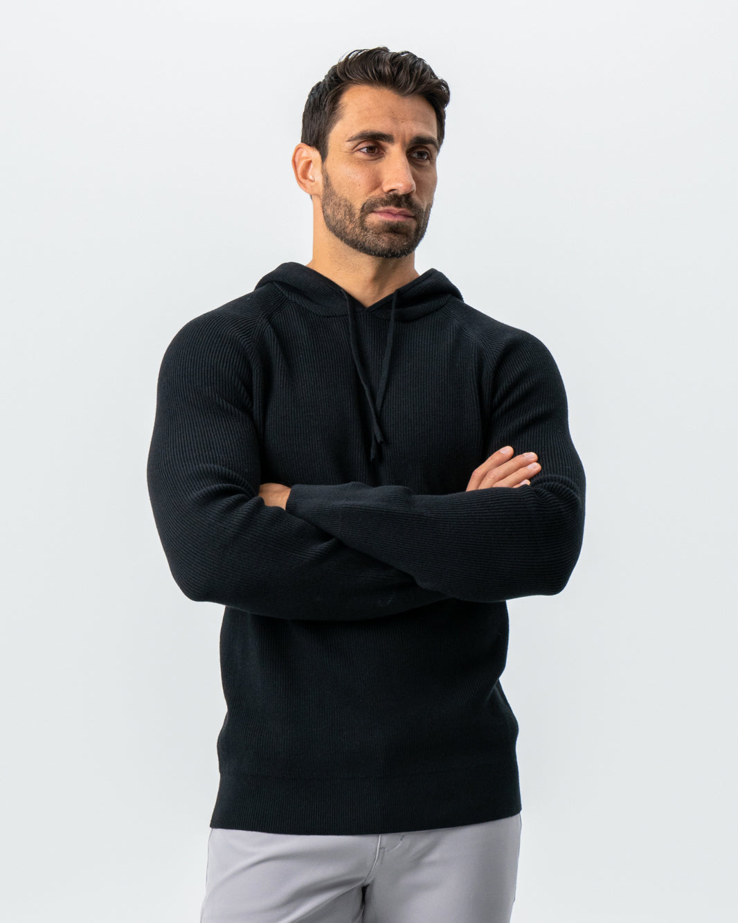 Heavy Knit Hoodie - Black | State & Liberty Tops