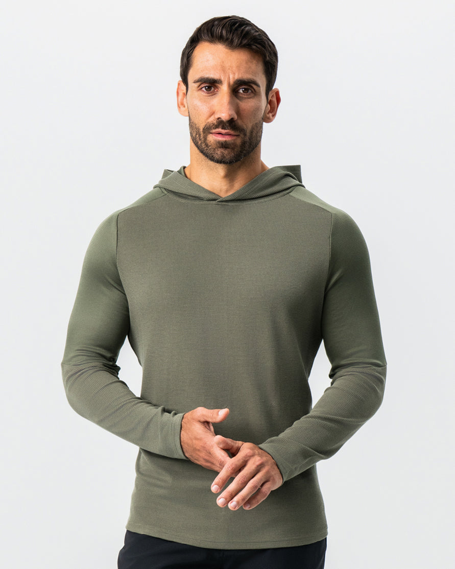 Waffle Knit Hoodie - Olive | State & Liberty Tops