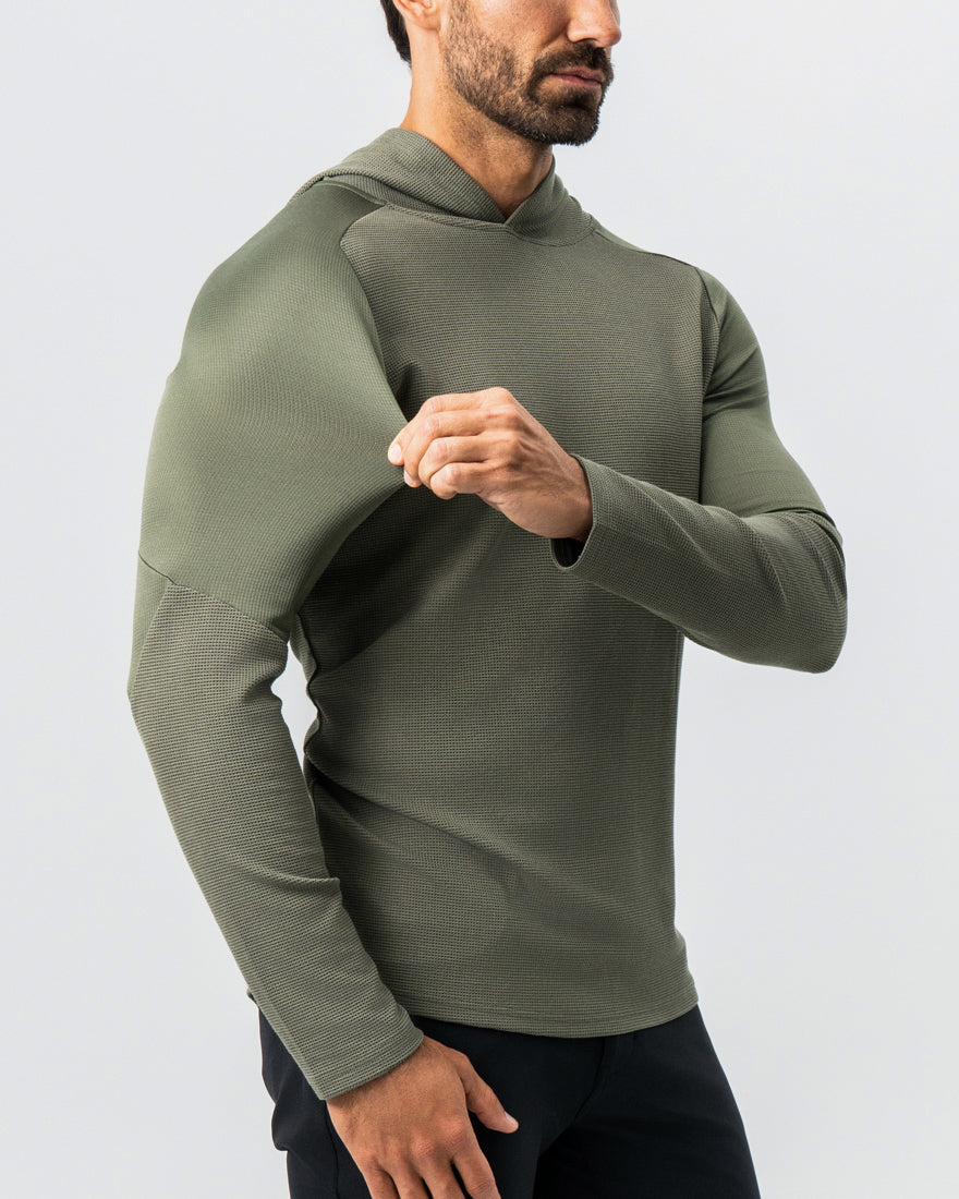 Waffle Knit Hoodie - Olive | State & Liberty Tops