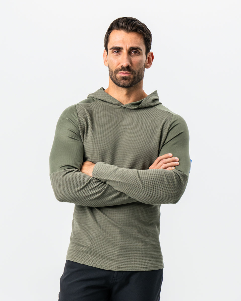 Waffle Knit Hoodie - Olive | State & Liberty Tops