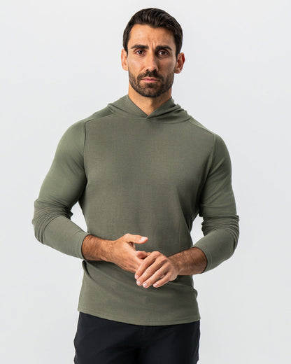Waffle Knit Hoodie - Olive | State & Liberty Tops
