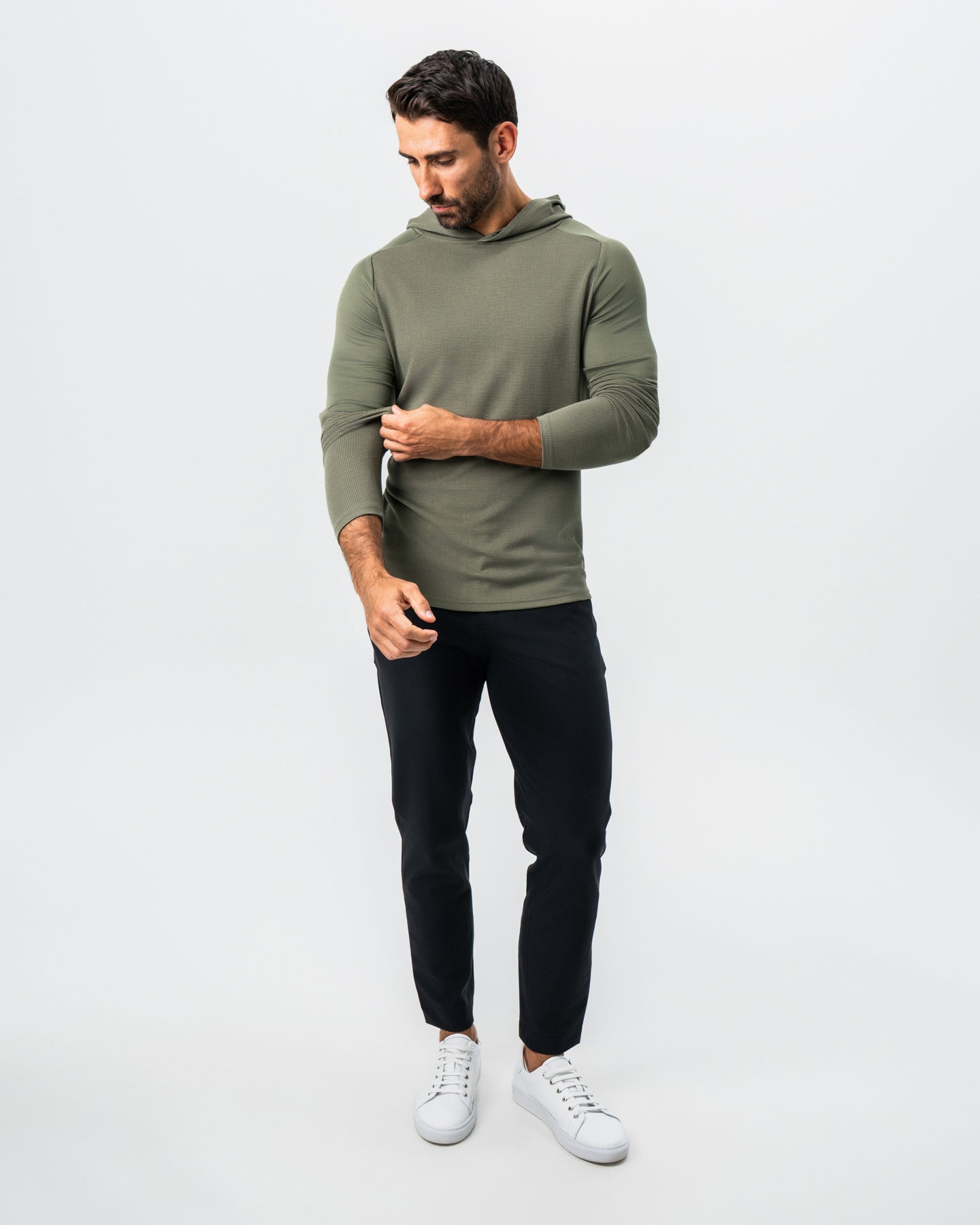 Waffle Knit Hoodie - Olive | State & Liberty Tops