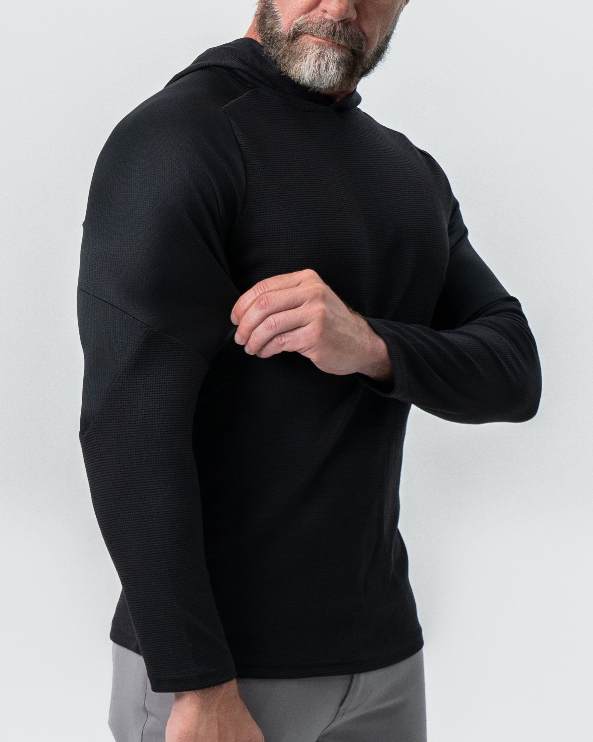 Waffle Knit Hoodie - Black | State & Liberty Tops