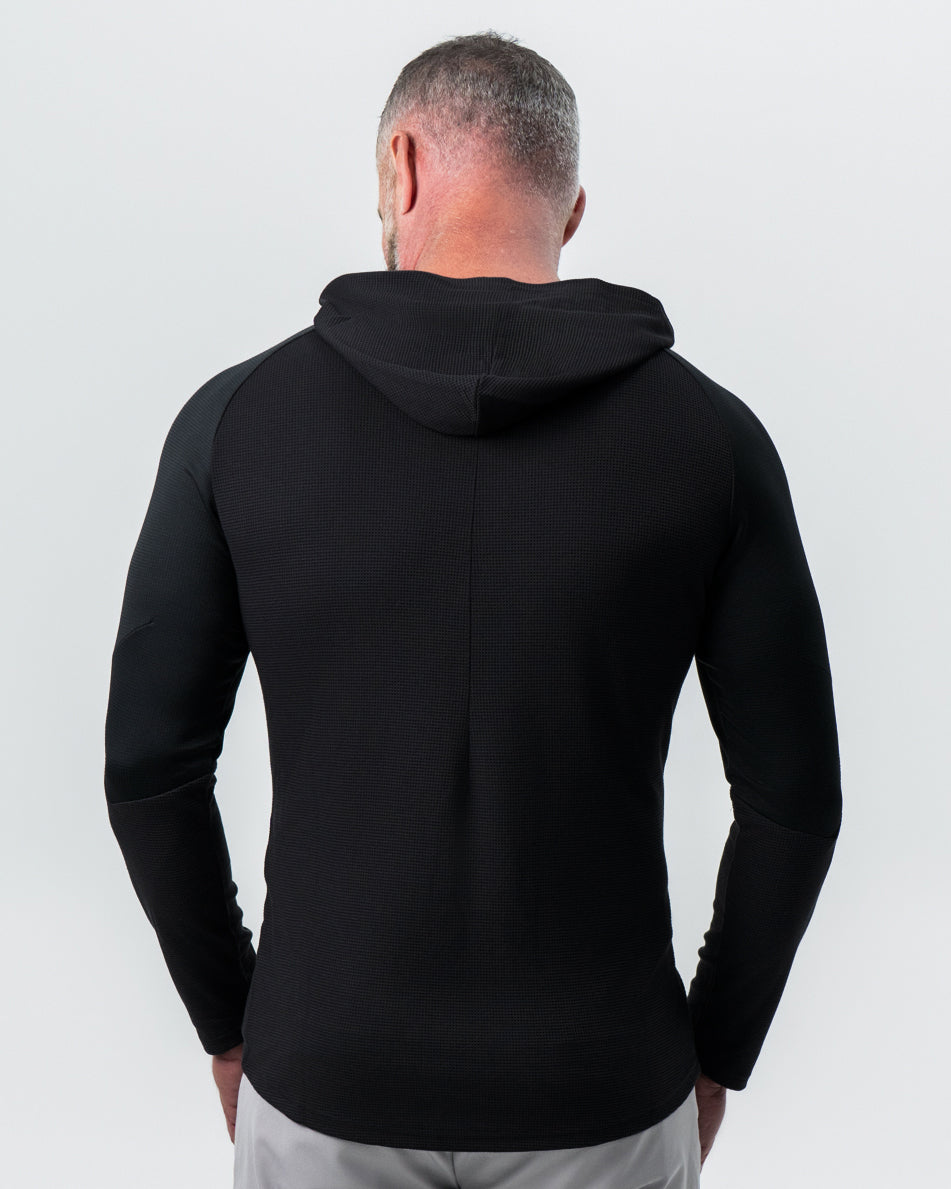 Waffle Knit Hoodie - Black | State & Liberty Tops