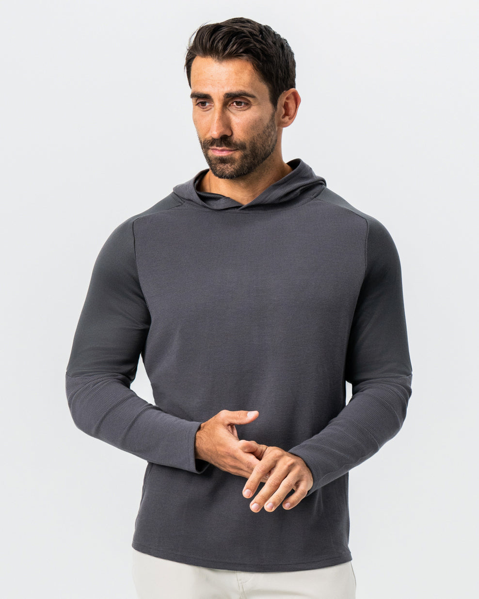 Waffle Knit Hoodie - Charcoal | State & Liberty Tops