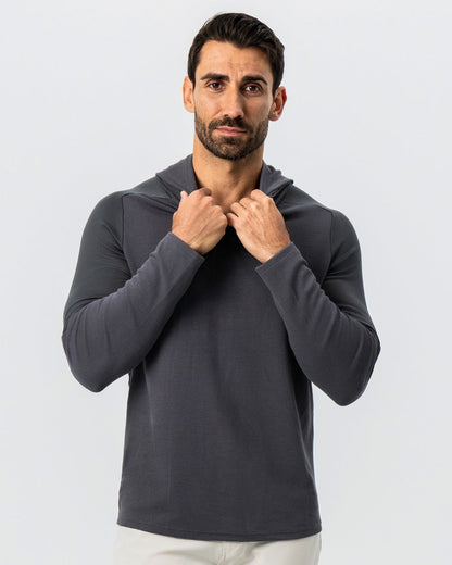Waffle Knit Hoodie - Charcoal | State & Liberty Tops