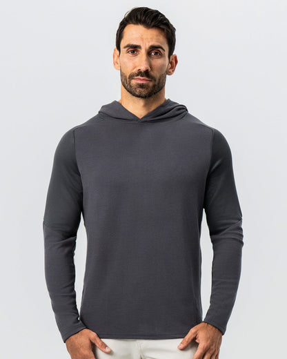 Waffle Knit Hoodie - Charcoal | State & Liberty Tops