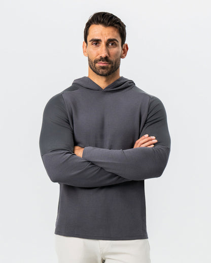Waffle Knit Hoodie - Charcoal | State & Liberty Tops