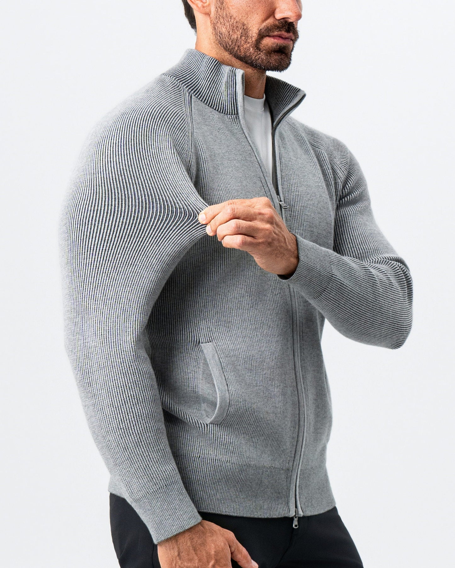 Mid-Weight Sweater Bomber - Grey | State & Liberty Tops