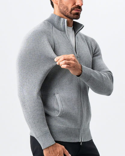 Mid-Weight Sweater Bomber - Grey | State & Liberty Tops