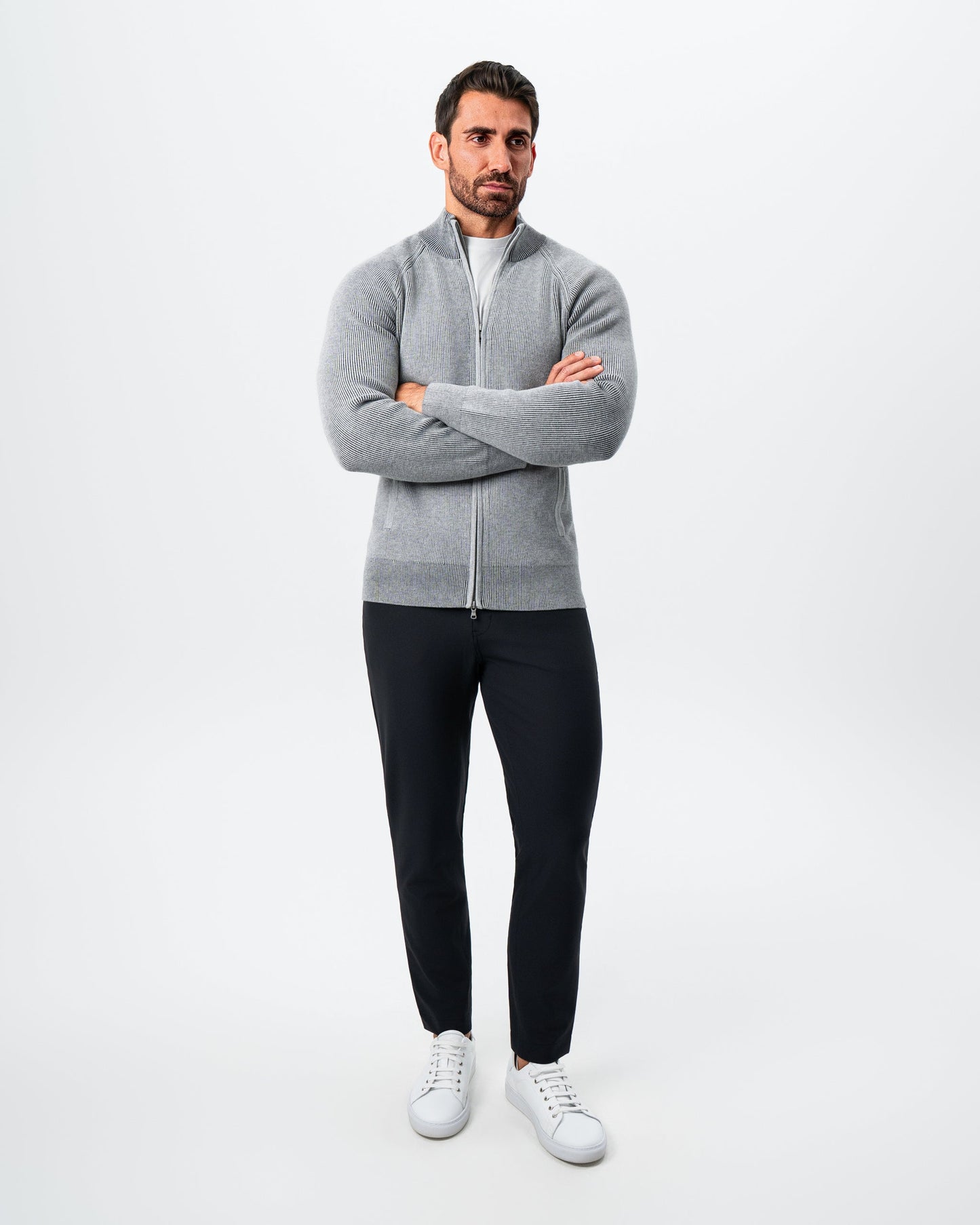 Mid-Weight Sweater Bomber - Grey | State & Liberty Tops