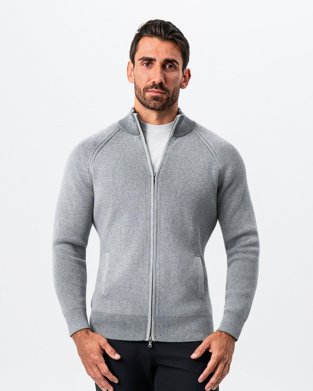Mid-Weight Sweater Bomber - Grey | State & Liberty Tops