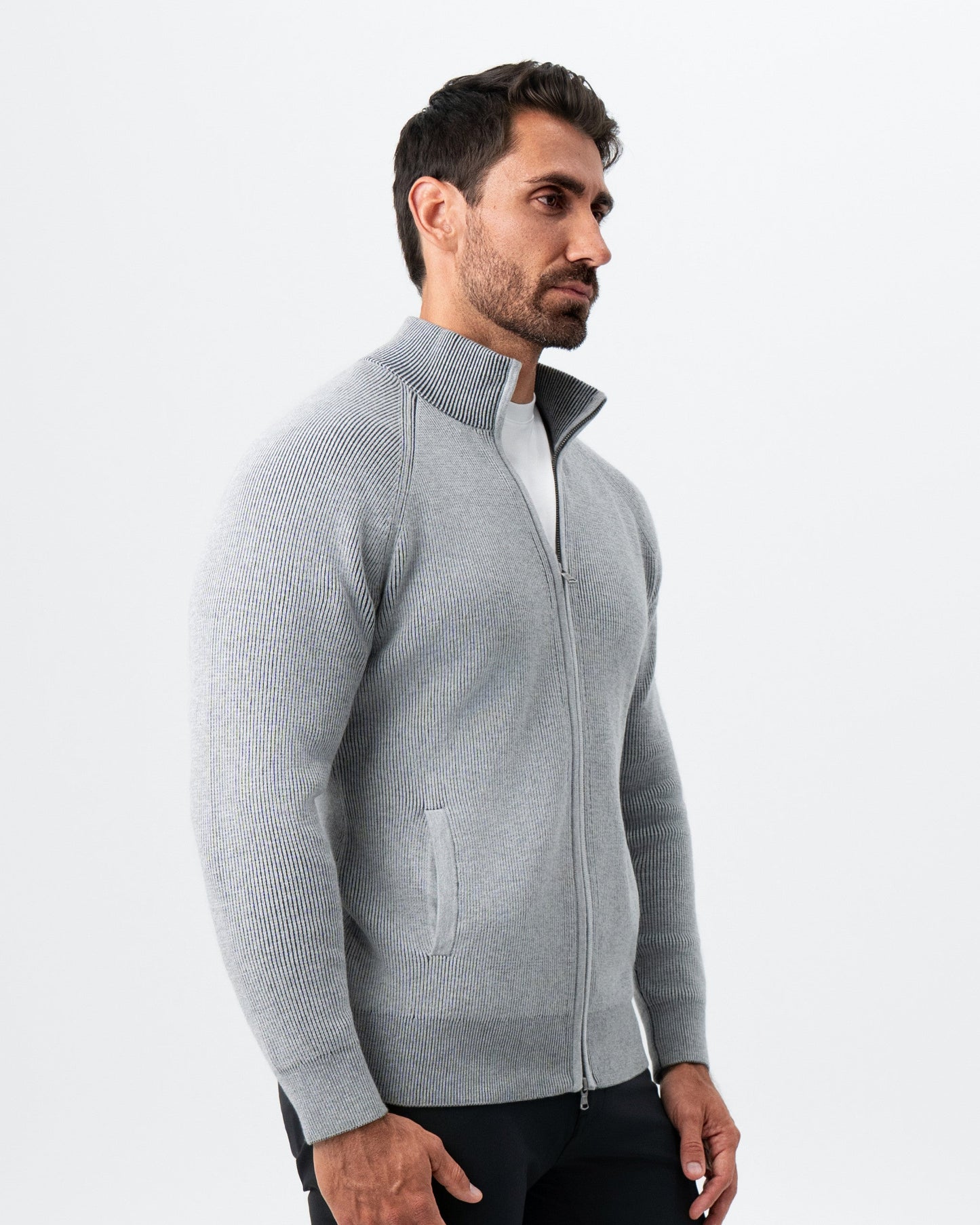 Mid-Weight Sweater Bomber - Grey | State & Liberty Tops