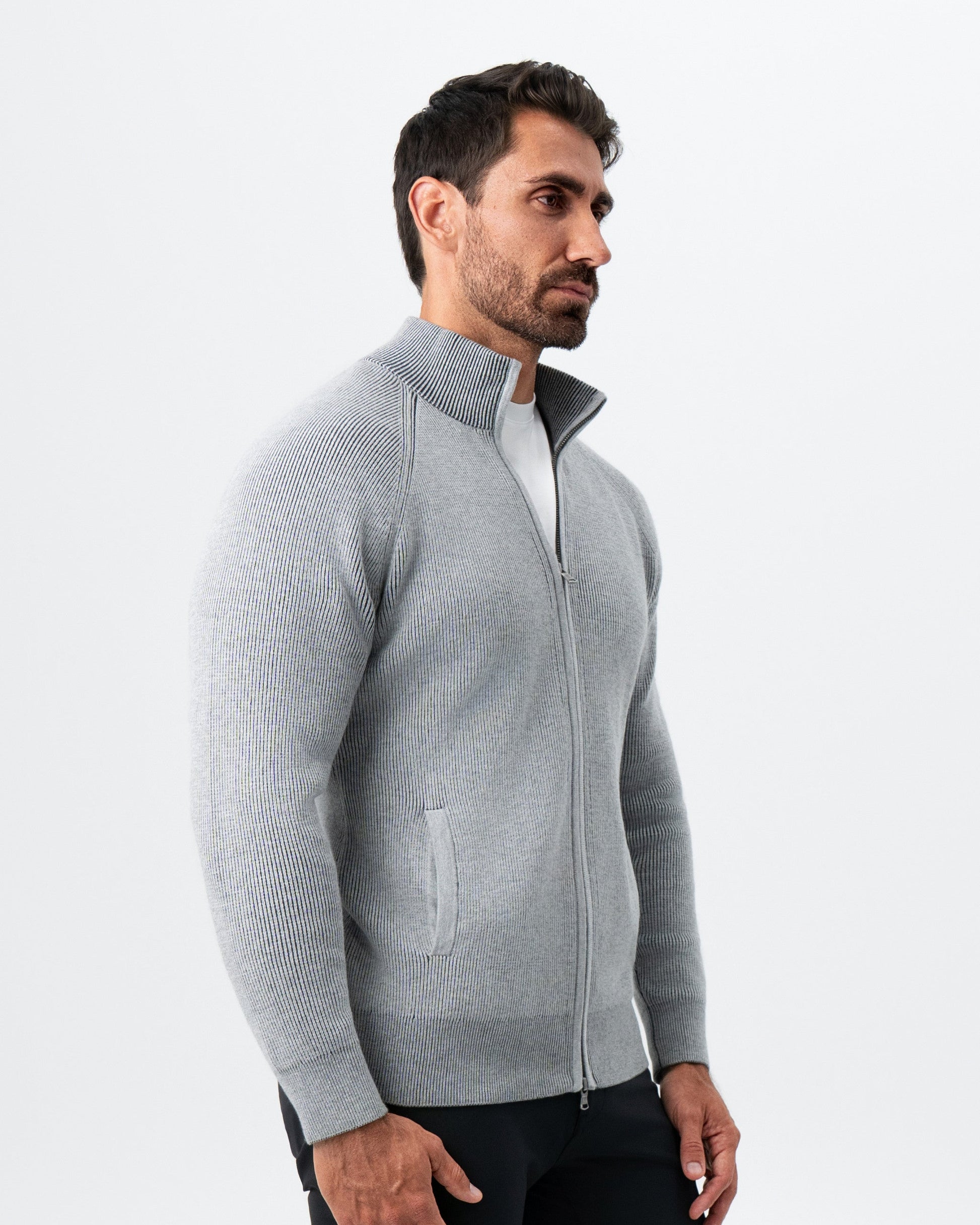 Mid-Weight Sweater Bomber - Grey | State & Liberty Tops
