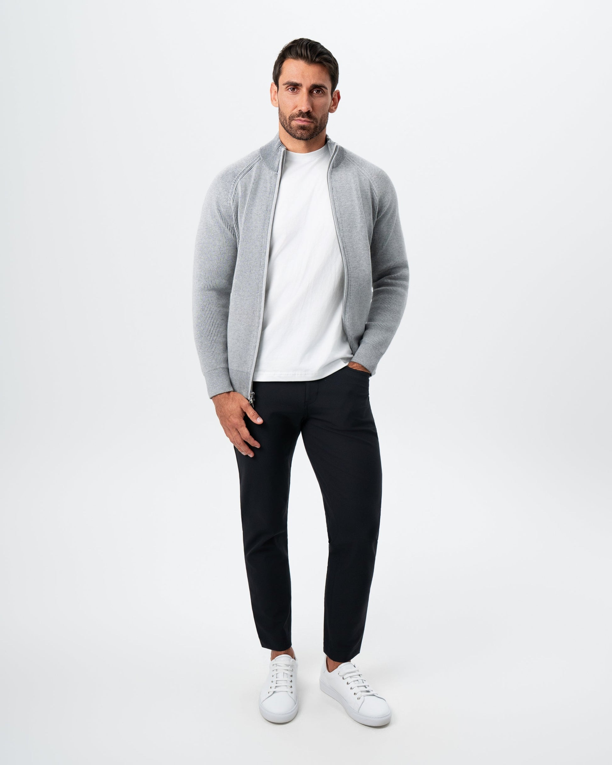 Mid-Weight Sweater Bomber - Grey | State & Liberty Tops