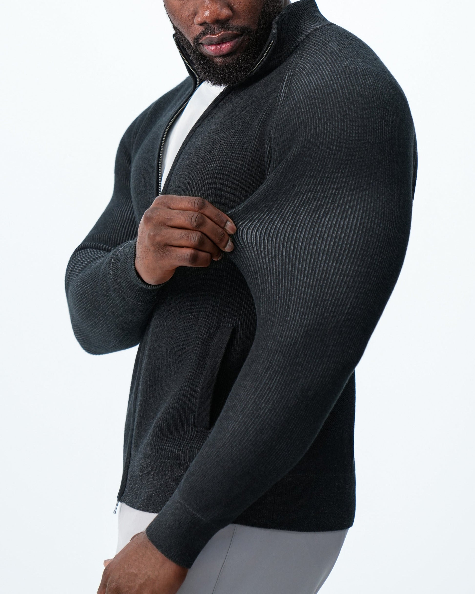 Mid-Weight Sweater Bomber - Black | State & Liberty Tops