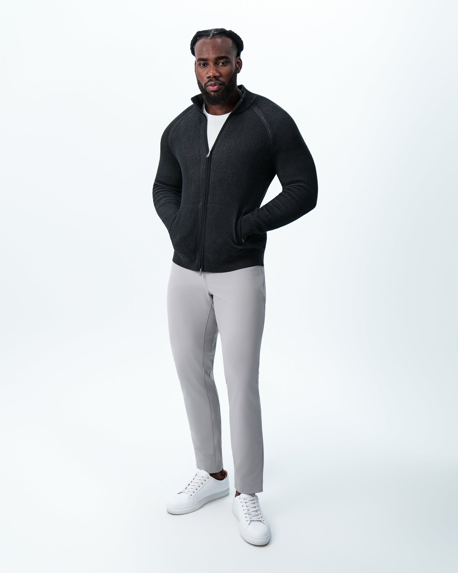 Mid-Weight Sweater Bomber - Black | State & Liberty Tops