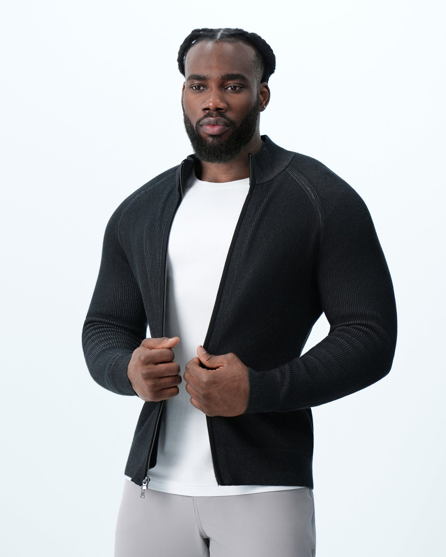 Mid-Weight Sweater Bomber - Black | State & Liberty Tops