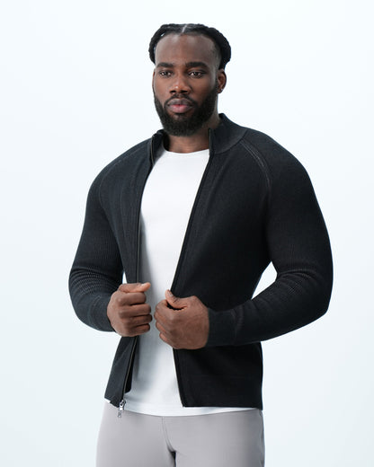 Mid-Weight Sweater Bomber - Black | State & Liberty Tops