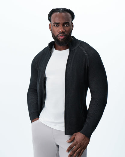 Mid-Weight Sweater Bomber - Black | State & Liberty Tops