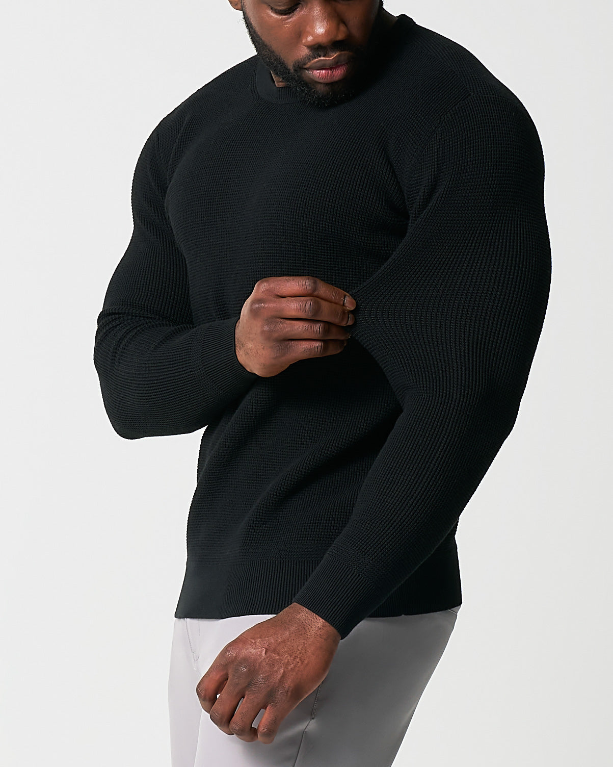 Heavy Knit Crewneck - Black | State & Liberty Tops